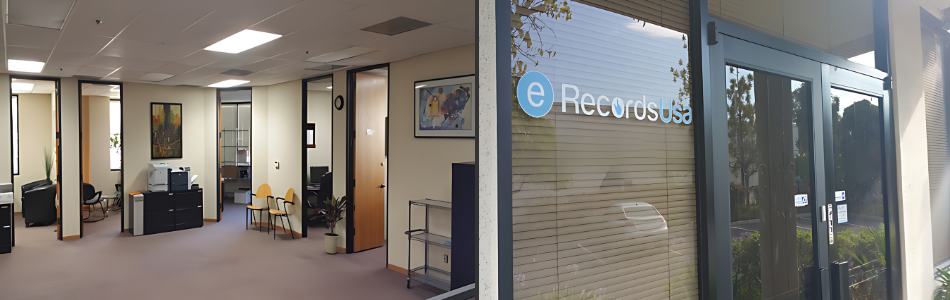 Professional office setting with a modern scanner and neatly organized documents, showcasing eRecordsUSA's state-of-the-art document scanning capabilities.